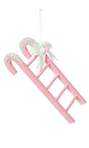 12" DECORATIVE CANDY CANE LADDER ORNAMENT PINK