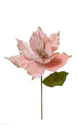 16" POINSETTIA PICK W/1 LEAF PINK