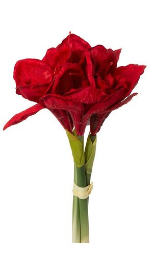 12.5" SILK AMARYLLIS BUNDLE RED