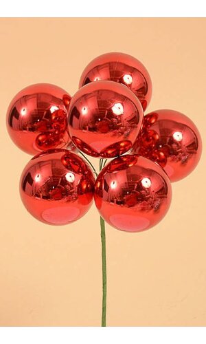 60MM VP SHINY STEM BALL RED PKG/6