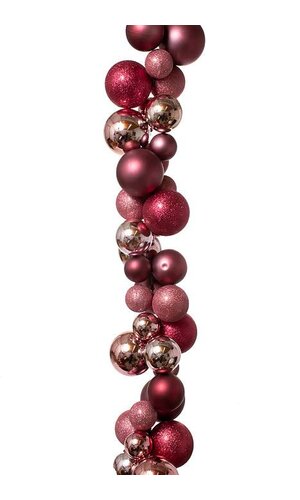 8FT SHINY/MATTE/GLITTER BALL GARLAND ROSE MAUVE