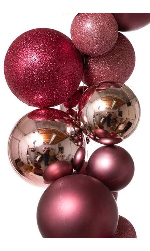 8FT SHINY/MATTE/GLITTER BALL GARLAND ROSE MAUVE