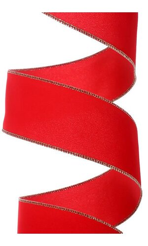 2.5" X 50YDS VALUE VELVET WIRED RIBBON RED/GOLD