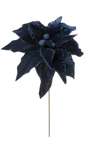 26" DELUXE VELVET LARGE POINSETTIA MIDNIGHT BLUE