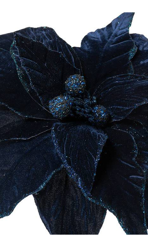 26" DELUXE VELVET LARGE POINSETTIA MIDNIGHT BLUE