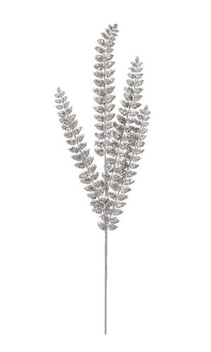 32" GLITTERED FERN SPRAY SILVER