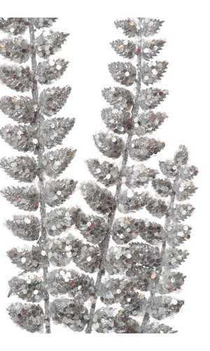 32" GLITTERED FERN SPRAY SILVER