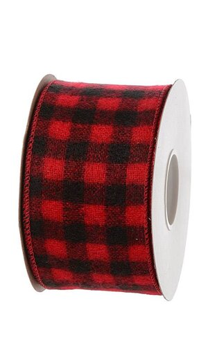 2.5" X 10YDS WIRED BUFFALO PLAID RED/BLACK