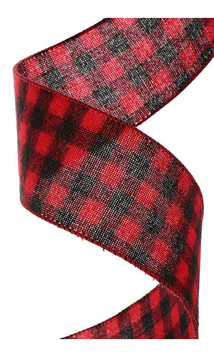 2.5" X 10YDS WIRED BUFFALO PLAID RED/BLACK