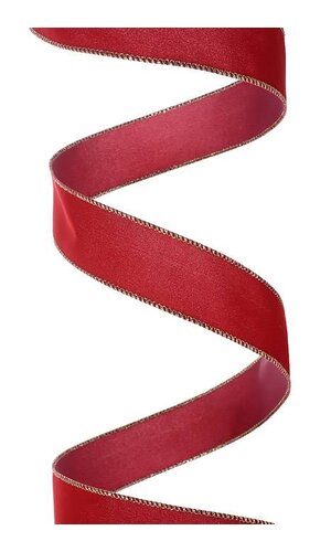 1.5" X 50YDS VALUE VELVET WIRED RIBBON HOLIDAY RED/GOLD