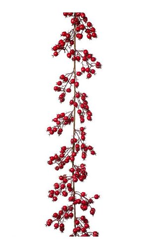 6FT HAWTHORNE GARLAND RED