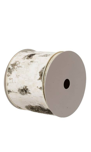 4"X 10 YDS GLITTER CANVAS BIRCH RIBBON NATURAL FROSTED