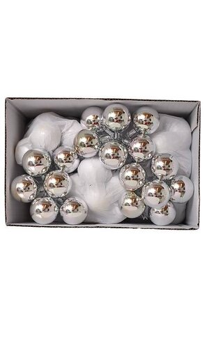 35MM GLOSS GLASS BALL ORNAMENT SILVER PKG/72