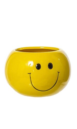 4.5" SMILEY FACE PLANTER YELLOW