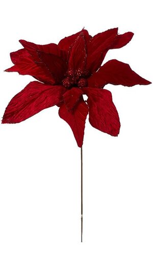 30" DISPLAY POINSETTIA STEM RED