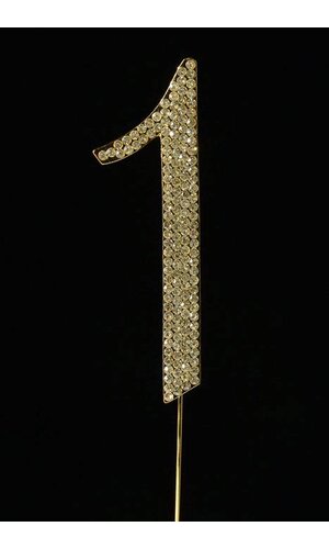 4.5" RHINESTONE NUMBER "1" CAKE TOPPER GOLD