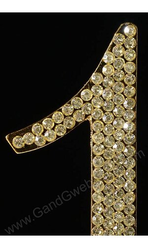 4.5" RHINESTONE NUMBER "1" CAKE TOPPER GOLD