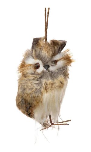 5.5" BROWN FURRED HOOT OWL ORNAMENT NAT