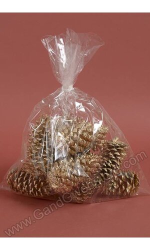 2.5" - 4" MEDIUM PINE CONES GOLD PKG/12