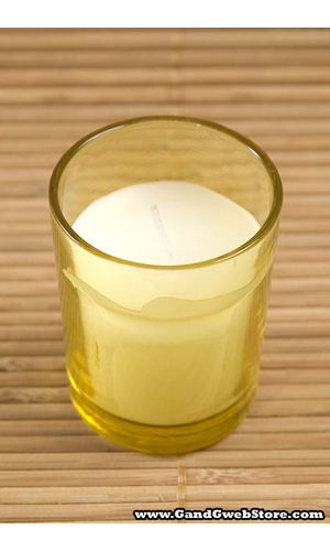 VOTIVE CANDLE IN GLASS BRIGHT YELLOW PKG/25