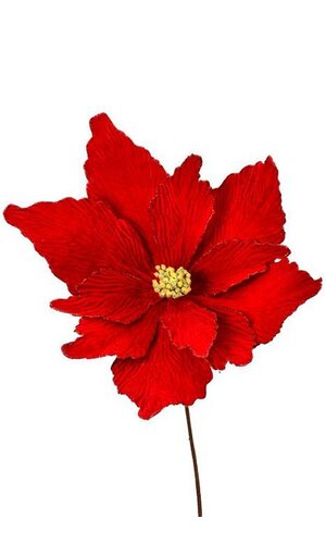 36" SUPER VELVET GLITTER EDGE POINSETTIA RED