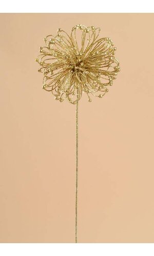 23" GLITTER FLOWER BALL SPRAY GOLD