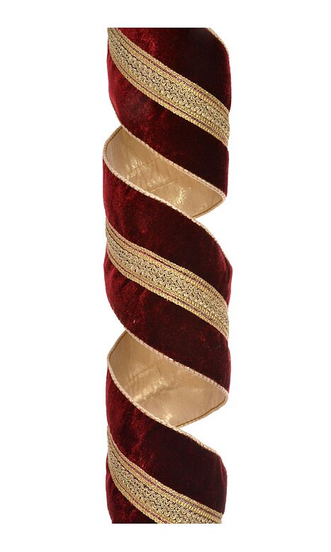 Burgandy/Gold Double Sided Wired Velvet 4 Ribbon 5 Yards