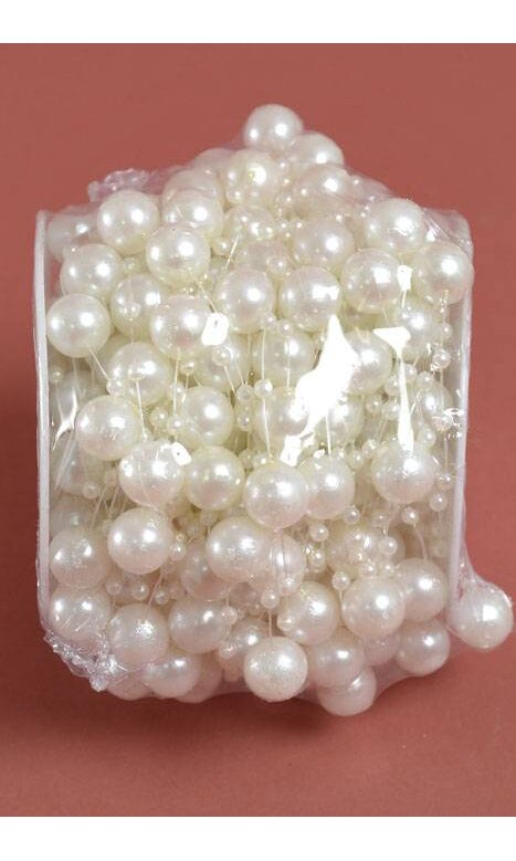 12mm X 10yds Pearl Garland White