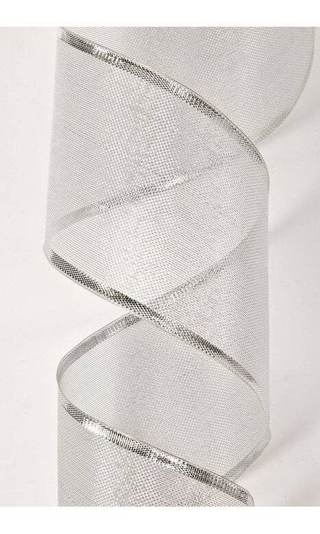 3/4 Wired Metallic Organza Ribbon W/iridescent Edge Silver X25yds